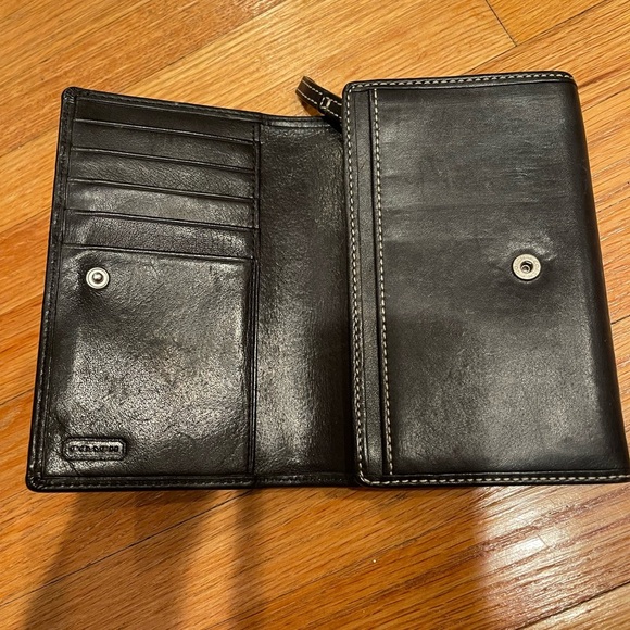 Coach Black Leather Wallet with Stitch Detail - Picture 2 of 4